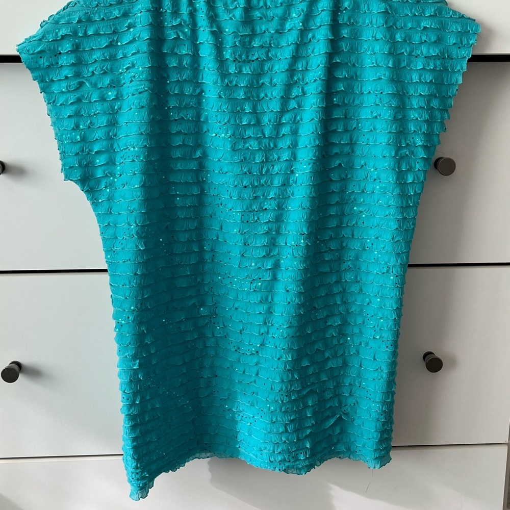 Notations Turquoise Textured Short Sleeve Top - Picture 2 of 5